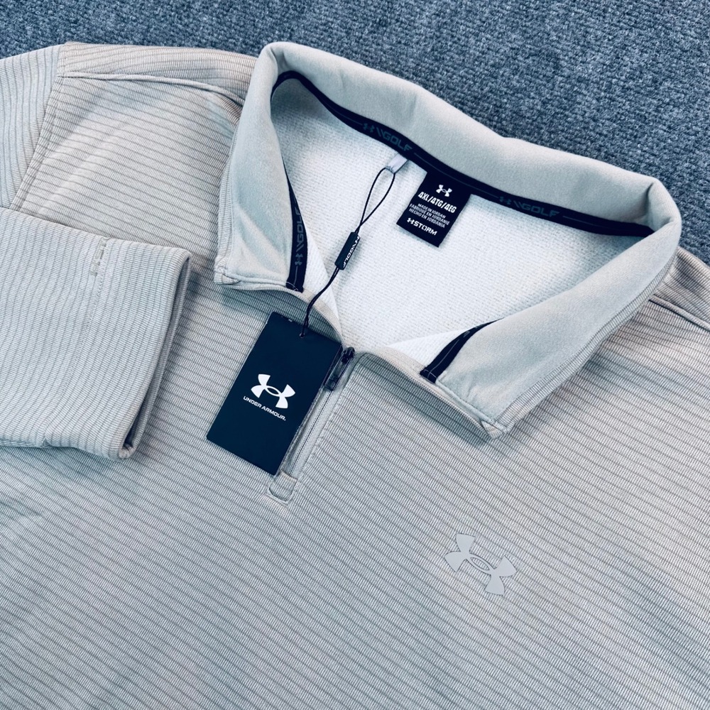 Under Armour Mens 4XL Tan Storm 1/4 Zip Sweater Fleece Pullover Golf Performance